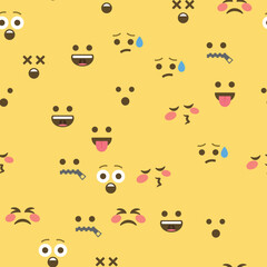 Seamless pattern of emoticons and emoji, emoji vector illustration, emoji background for social network.