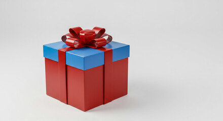 Obraz premium White background, blue and red gift boxes