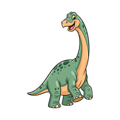 Gentle Brachiosaurus Cartoon Dinosaur Illustration