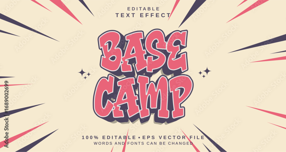 Poster editable text style effect - base camp text style theme.