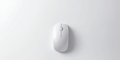 Minimalist wireless mouse on white background, isolated, ideal for office, tech, and productivity use
