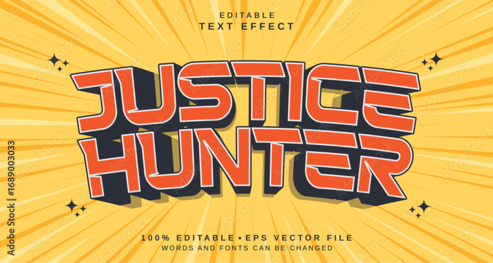Poster editable text style effect - justice hunter text style theme.