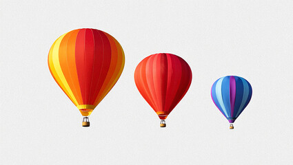 Obraz premium Three colorful hot air balloons floating against a light gray background airship travel
