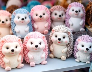 Cute hedgehog figurines in pastel colors