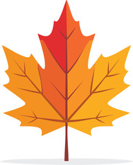 Fototapeta premium Autumn maple leaf in red, orange, and yellow. Canadian symbol and fall season icon. Isolated vector illustration of foliage. Generative AI