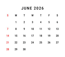 June 2026 Calendar Poster Template