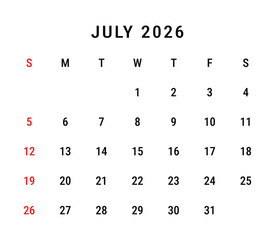 July 2026 Calendar Poster Template