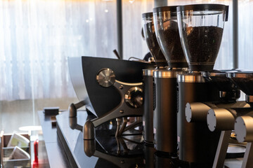 A coffee maker machine in the cafe
