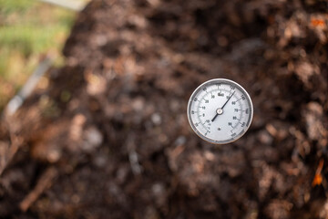 soil Compost pile, organic thermophilic compost turning in Tasmania Australia
