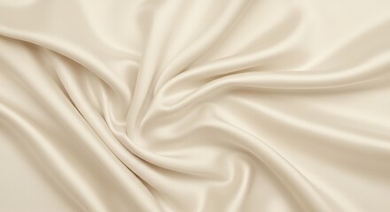 Obraz premium Luxurious light beige satin background with delicate folds, an elegant drapery of smooth shiny textile for abstract wallpaper