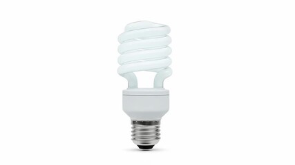 A compact fluorescent bulb with spiral glass tube on a white background