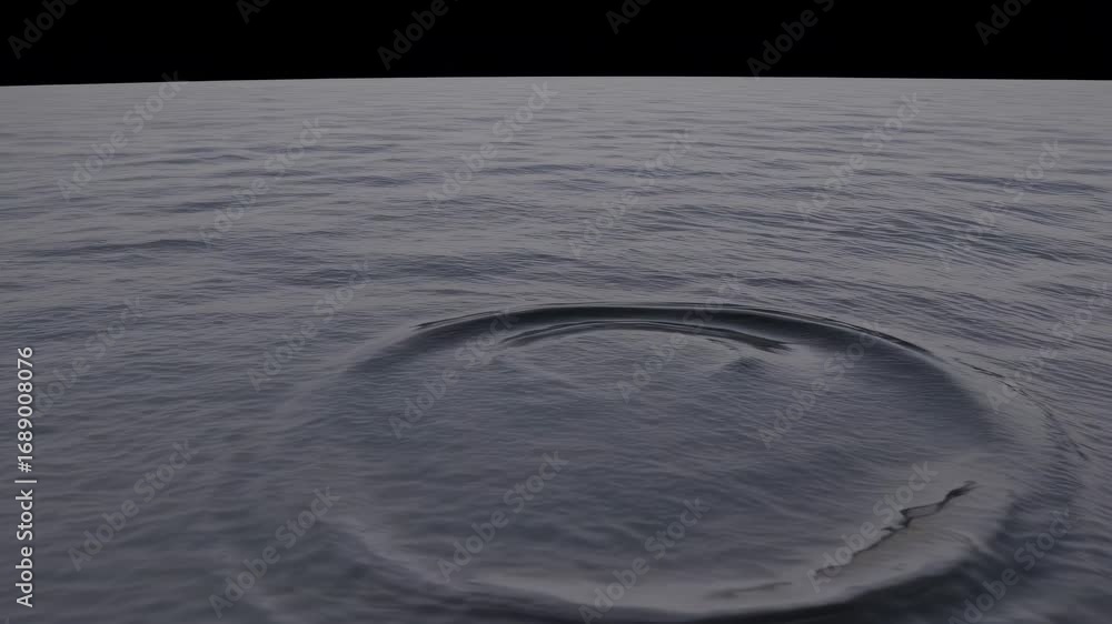 Poster Ripples Emanating Across a Calm Ocean Surface Creating a Tranquil and Serene Effect at Dusk with Subtle Light Reflection