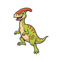 Parasaurolophus Crested Dinosaur Cartoon Illustration