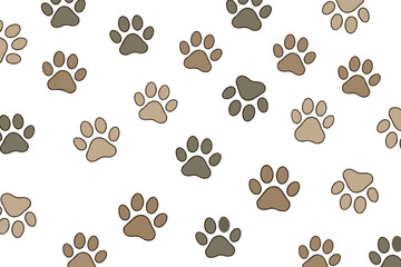 Cute Seamless Pattern with Dog or Cat Paw Prints