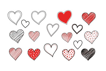 Collection of Hand-drawn Heart Shapes and Icons