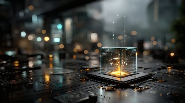 Quantum computing data visualization futuristic AI processing digital energy flow technology concept 