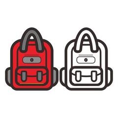  Travel and School Backpack Icon Set &ndash; Flat and Outline Style