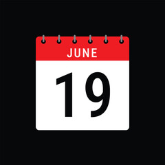 June 19 Calendar Icon Juneteenth Day