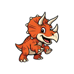 Triceratops Horned Dinosaur Cartoon Illustration