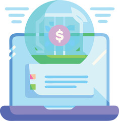 Futuristic holographic balance sheet on a laptop screen vector illustration for finance