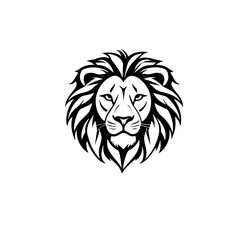 Obraz premium Vector illustration of a minimalist black lion head logo. Elegant, bold, and modern design perfect for branding, sports team emblems, tattoo design, or company identity.