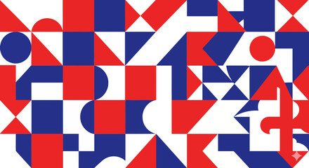 Obraz premium High-quality vector background with a bold British design. Features a modular, abstract geometric pattern in red and blue. Perfect for brand visuals.
