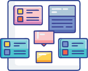 Futuristic project management kanban board illustration scalable vector graphic eps icon