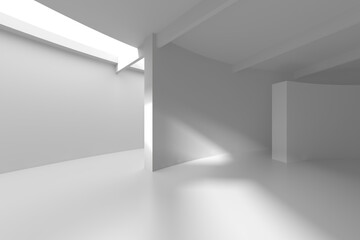 Fototapeta premium Minimalist architectural interior design with modern lighting accents for creative spaces. 3d render