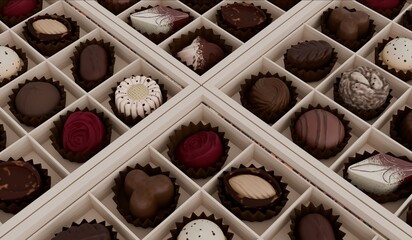 Chocolate box, dessert, gift, 3D illustration