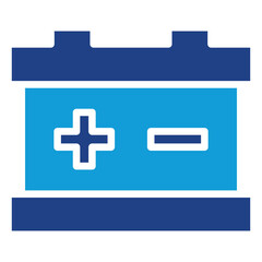 Car Battery Glyph Blue Silhouette Icon Design Vector - Automotive battery with positive and negative signs symbolizing stored power and energy