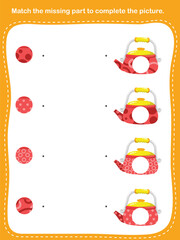 Match the missing part to complete the picture. - Worksheet for education.