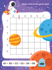 Draw a line to the given spot. - Worksheet for education.