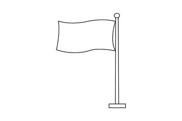 National flag icon continuous one line drawing