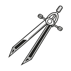 Drafting Compass Divider Vector Icon Geometry Tool, Architectural Engineering Drawing Line Art 