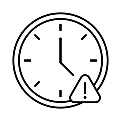 clock with exclamation mark, time alert line icon with editable stroke