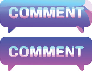 Holographic comment icons glowing with neon colors for social media vector