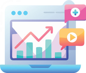 Holographic dashboard vector illustration for social media growth and analytics