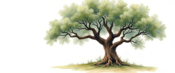 Watercolor painting of old oak tree showcasing timeless strength and natural beauty perfect for classic nature art and rustic decor concept as Old oak tree in watercolor showcasing timeless strength a