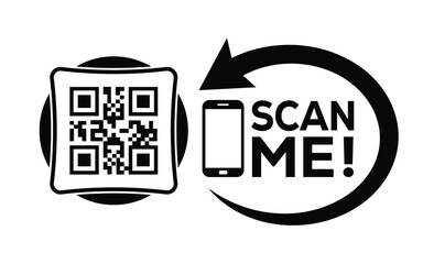 QR code scan icon set. Scan me frame. QR code scan for smartphone. QR code for mobile app, payment and identification. Vector illustration.