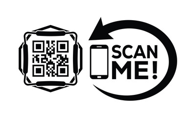 QR code scan icon set. Scan me frame. QR code scan for smartphone. QR code for mobile app, payment and identification. Vector illustration.