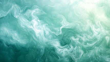 Ethereal Green and Teal Swirling Abstract Fluid Texture