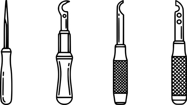 A set of outline vector icons for a tubular lock pick.

