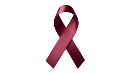 A maroon ribbon symbol of awareness and support.