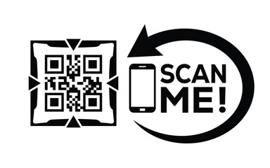 QR code scan icon set. Scan me frame. QR code scan for smartphone. QR code for mobile app, payment and identification. Vector illustration.
