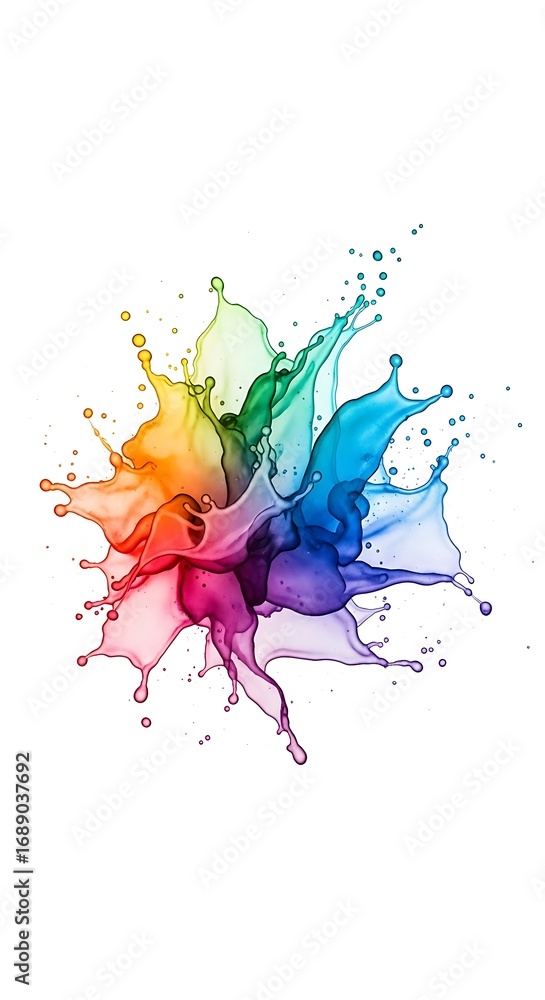 Aufkleber vibrant, multicolored liquid splashes create a dynamic and artistic abstract design against a plain 