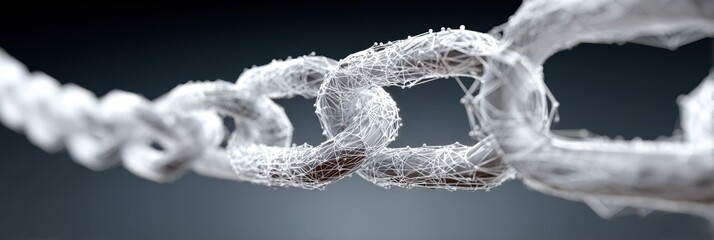 Digital representation of chain link structures emphasizes connectivity and technology concepts in modern design