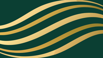 Elegant Gold Wavy Stripes on Dark Green Background vector illustration
