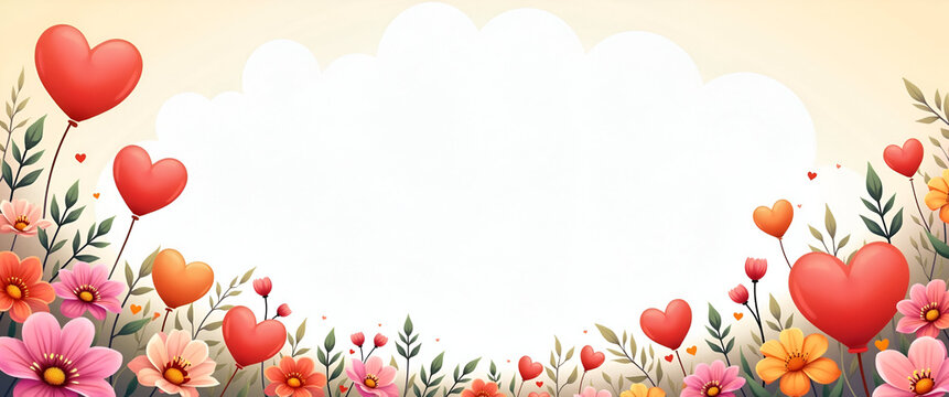 International Day of Happiness: A Colorful Floral and Heart-Shaped Frame for Inspirational Quotes - Perfect Photo Stock Concept with Space for Your Message