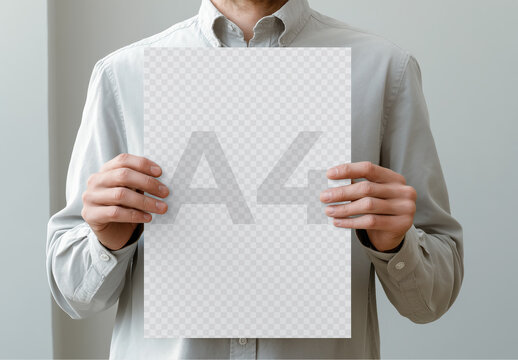 Person Holding A4 Document Mockup