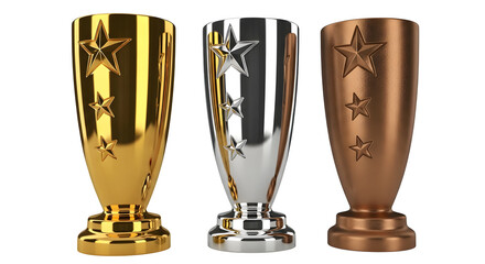 Gold, silver, bronze trophies gleam against black. Awards shine, ideal for presentations, achievements, or branding projects.